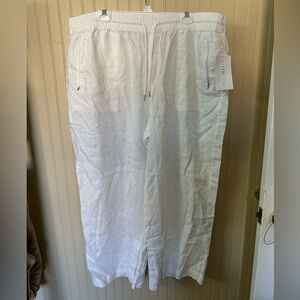 Athleta white plus size linen pants